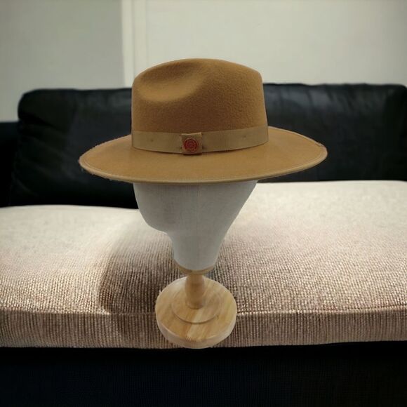 MEN'S BRUNO CAPELO MONARCH RED BOTTOM WIDE 3" BRIM WOOL FEDORA. MO-202. - Picture 1 of 8